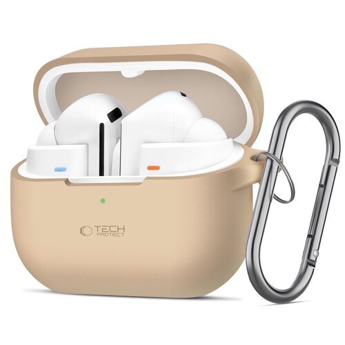 Etui na słuchawki TECH-PROTECT Silicon Hook do Samsung Galaxy Buds 3/3 Pro Beżowy