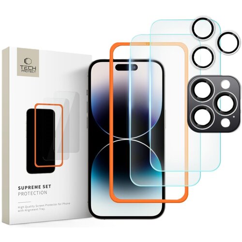 Szkło hartowane TECH-PROTECT Supreme Set do Apple iPhone 16 Pro Max Przezroczysty