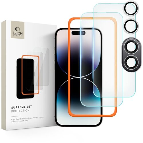 Szkło hartowane TECH-PROTECT Supreme Set do Apple iPhone 16 Plus Przezroczysty