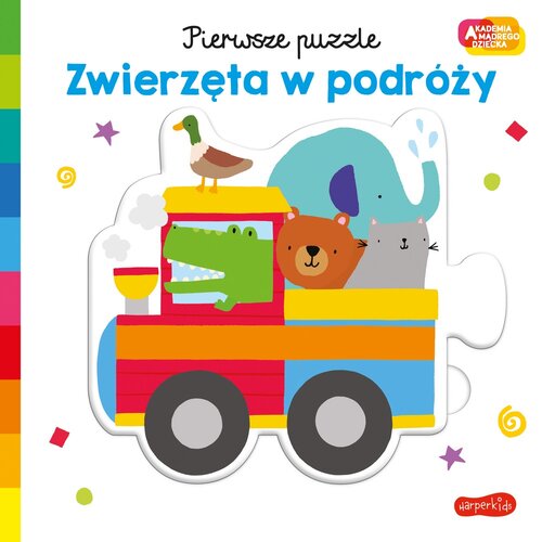 Książka Akademia mądrego dziecka Pierwsze puzzle Zwierzęta w podróży Lisa Barlow Damien Barlow (twarda okładka)