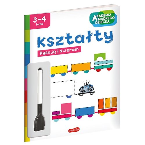 Książka z zadaniami Akademia Mądrego Dziecka. Rysuję i ścieram Kształty (miękka okładka)