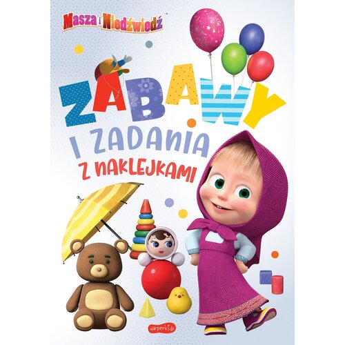 Książka z zadaniami Masza i Niedźwiedź Zabawy i zadania z naklejkami 2 (miękka okładka)