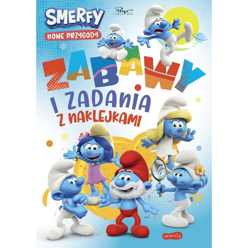 Książka z naklejkami Smerfy Zabawy i zadania z naklejkami Nowe przygody (miękka okładka)