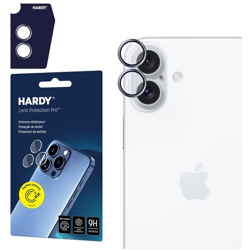 Szkło hartowane na obiektyw 3MK Hardy Lens Protection Pro do Apple iPhone 16/16 Plus Niebieski