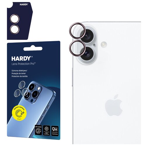 Szkło hartowane na obiektyw 3MK Hardy Lens Protection Pro do Apple iPhone 16/16 Plus Różowy