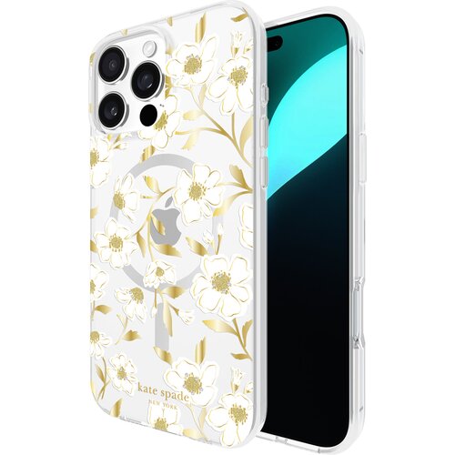 Etui KATE SPADE NEW YORK Protective Gems MagSafe do Apple iPhone 16 Pro Max Przezroczysto-złoty