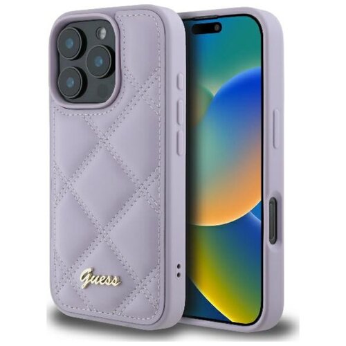 Etui GUESS Quilted Metal Logo do Apple iPhone 16 Pro Max Jasnofioletowy
