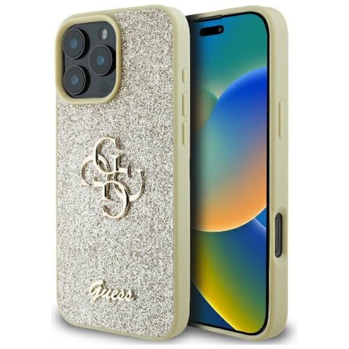 Etui GUESS Fixed Glitter Big 4G do Apple iPhone 16 Pro Złoty