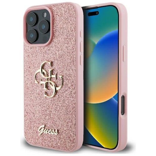 Etui GUESS Fixed Glitter Big 4G do Apple iPhone 16 Pro Różowy