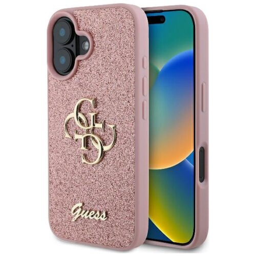 Etui GUESS Fixed Glitter Big 4G do Apple iPhone 16 Różowy