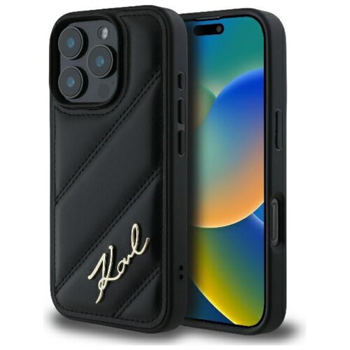 Etui KARL LAGERFELD Quilted Signature do Apple iPhone 16 Pro Czarny