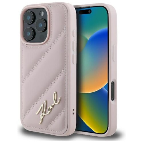 Etui KARL LAGERFELD Quilted Signature do Apple iPhone 16 Pro Różowy