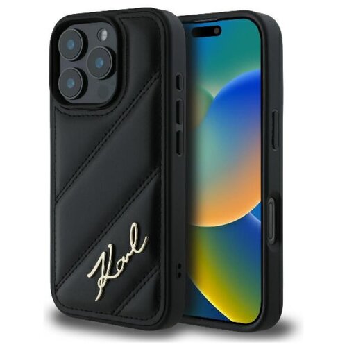 Etui KARL LAGERFELD Quilted Signature do Apple iPhone 16 Pro Max Czarny