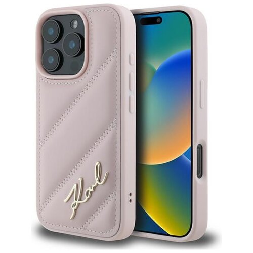 Etui KARL LAGERFELD Quilted Signature do Apple iPhone 16 Pro Max Różowy