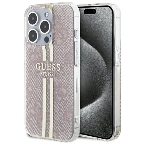 Etui GUESS IML 4G Gold Stripe do Apple iPhone 14 Pro Max Różowy