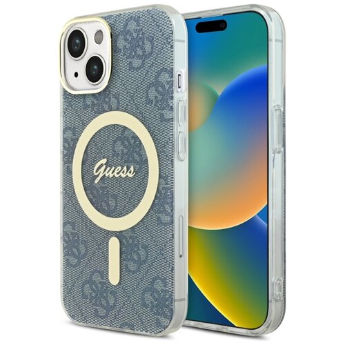 Etui GUESS IML 4G MagSafe do Apple iPhone 15 Niebieski