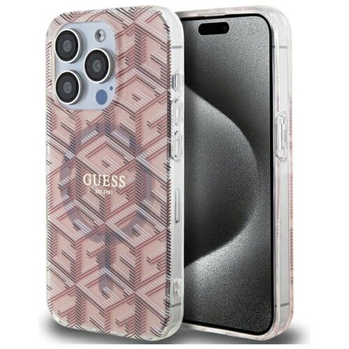 Etui GUESS IML GCube MagSafe do Apple iPhone 15 Pro Max Różowy