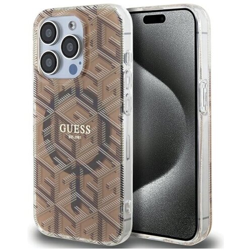 Etui GUESS IML GCube MagSafe do Apple iPhone 15 Pro Max Brązowy