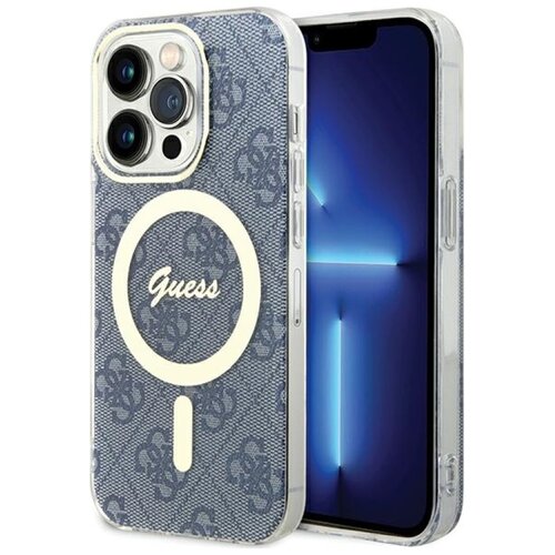 Etui GUESS IML 4G MagSafe do Apple iPhone 15 Pro Niebieski