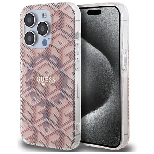 Etui GUESS IML GCube MagSafe do Apple iPhone 15 Pro Różowy