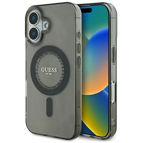 Etui GUESS IML Rhinestones MagSafe do Apple iPhone 16 Czarny