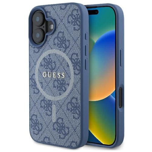 Etui GUESS 4G Ring Classic Logo MagSafe do Apple iPhone 16 Niebieski