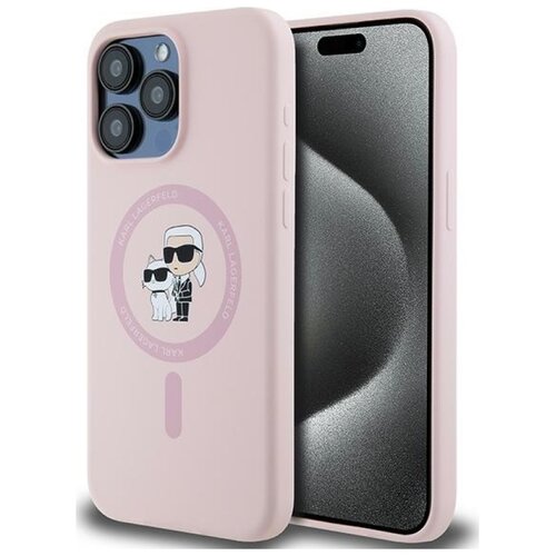 Etui KARL LAGERFELD Silicone Karl & Choupette MagSafe do Apple iPhone 15 Pro Różowy