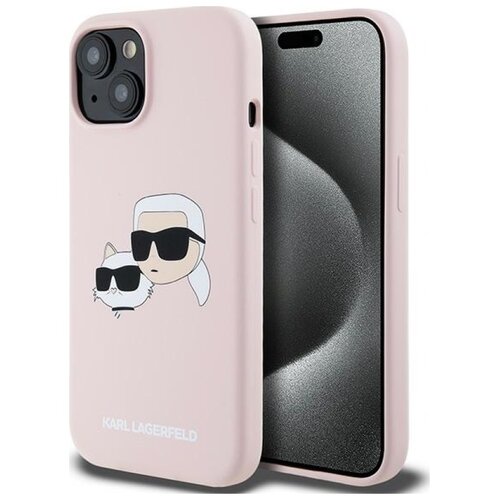 Etui KARL LAGERFELD Silicone Karl & Choupette MagSafe do Apple iPhone 13/14/15 Jasnoróżowy