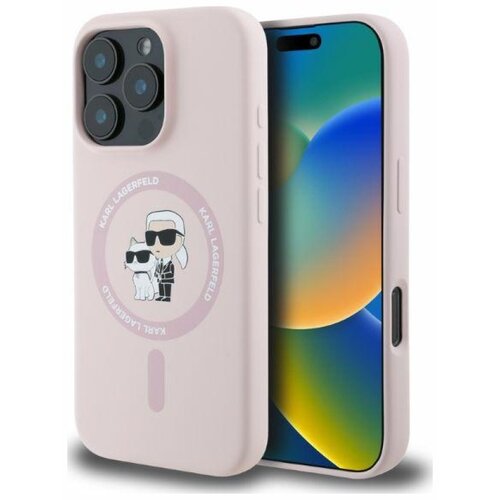 Etui KARL LAGERFELD Silicone Karl & Choupette Ring MagSafe do Apple iPhone 16 Pro Różowy