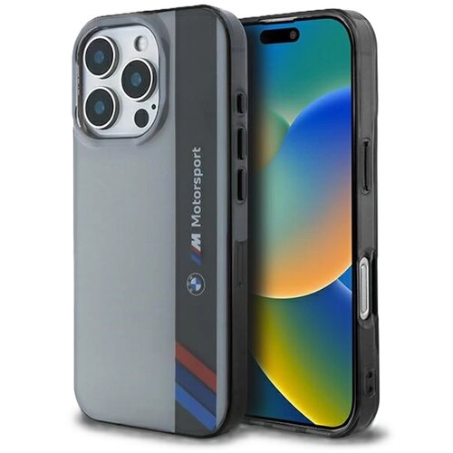 Etui BMW Motosport IML Vertical Stripe do Apple iPhone 16 Pro Szary