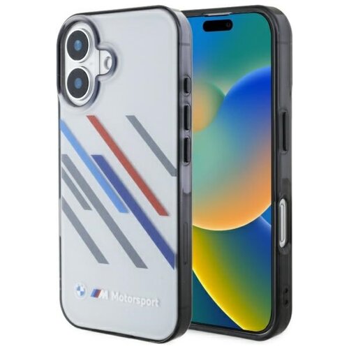 Etui BMW Motosport IML Random Stripes do Apple iPhone 16 Plus Szary