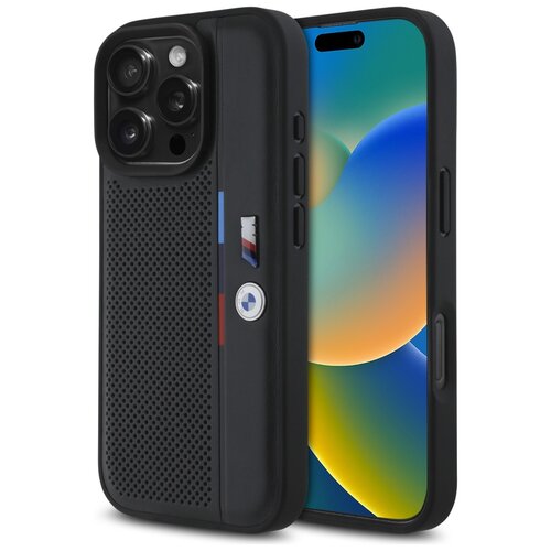 Etui BMW M Perforated Tricolor Detail Line do Apple iPhone 16 Pro Czarny