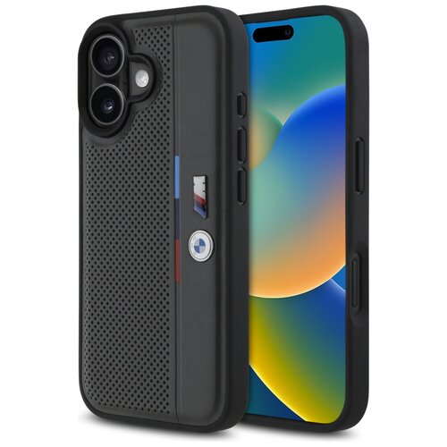Etui BMW M Perforated Tricolor Detail Line do Apple iPhone 16 Antracyt