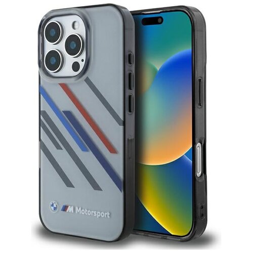 Etui BMW Motosport IML Random Stripes do Apple iPhone 16 Pro Max Szary