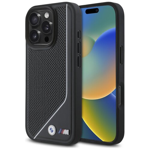 Etui BMW M Perforated Twisted Line MagSafe do Apple iPhone 16 Pro Max Czarny