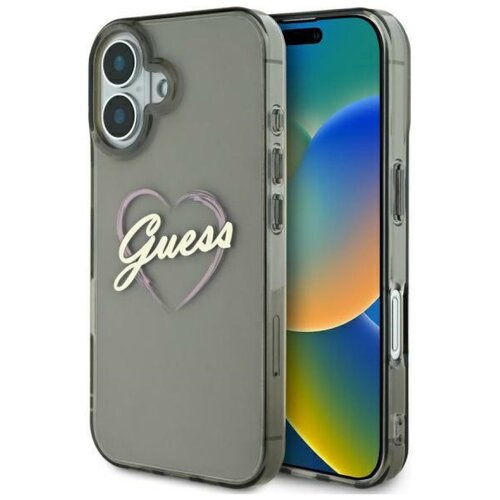 Etui GUESS IML Heart do Apple iPhone 16 Plus Czarny