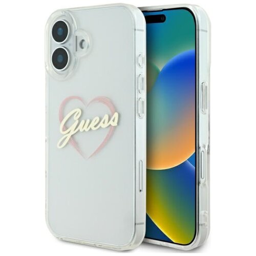 Etui GUESS IML Heart do Apple iPhone 16 Przeźroczysty