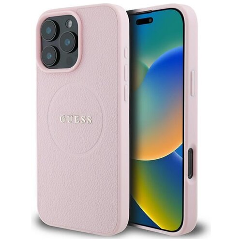 Etui GUESS Grained Ring MagSafe do Apple iPhone 16 Pro Różowy