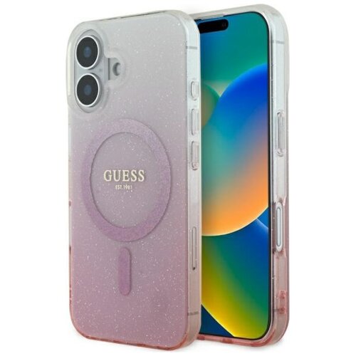 Etui GUESS IML Glitter Gradient MagSafe do Apple iPhone 16 Plus Różowy