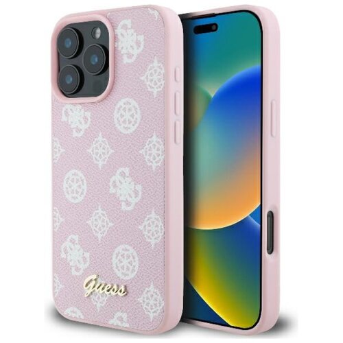 Etui GUESS Peony Script Logo MagSafe do Apple iPhone 16 Pro Różowy