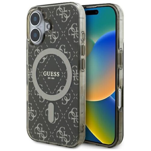 Etui GUESS IML 4G Background MagSafe do Apple iPhone 16 Brązowy