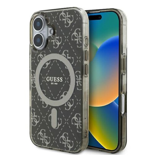 Etui GUESS IML 4G Background MagSafe do Apple iPhone 16 Plus Brązowy