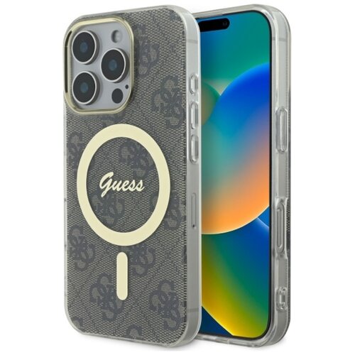 Etui GUESS IML 4G MagSafe do Apple iPhone 16 Pro Brązowy