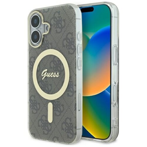 Etui GUESS IML 4G MagSafe do Apple iPhone 16 Brązowy
