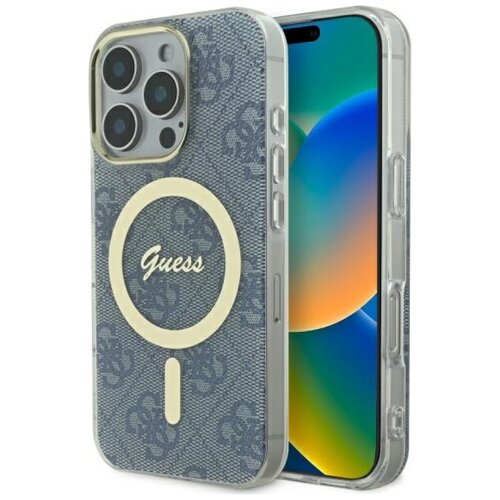 Etui GUESS IML 4G MagSafe do Apple iPhone 16 Pro Max Niebieski