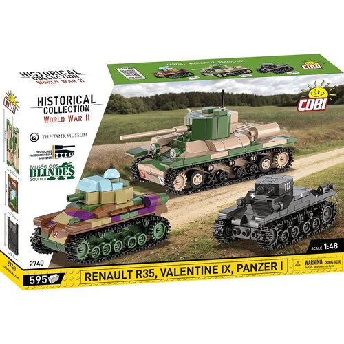Klocki plastikowe COBI Historical Collection World War II Renault R35 - Valentine IX - Panzer I COBI-2740