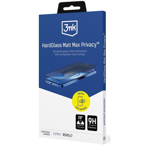 Szkło hartowane 3MK HardGlass Matt Max Privacy do Apple iPhone 15 Pro