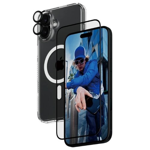Etui PANZERGLASS Bundle HardCase 3w1 do Apple iPhone 16 Plus Przezroczysty + Szkło hartowane + Szkło na obiektyw