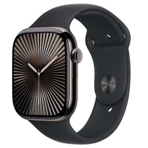 Apple Watch 10 GPS + Cellular 46mm koperta z tytanu (łupek) + pasek sportowy rozmiar M/L (czarny)