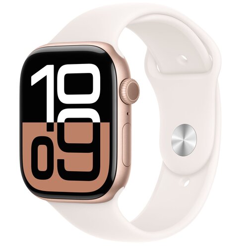 Apple Watch 10 GPS + Cellular 42mm koperta z aluminium (różowe złoto) + pasek sportowy rozmiar M/L (łagodny róż)